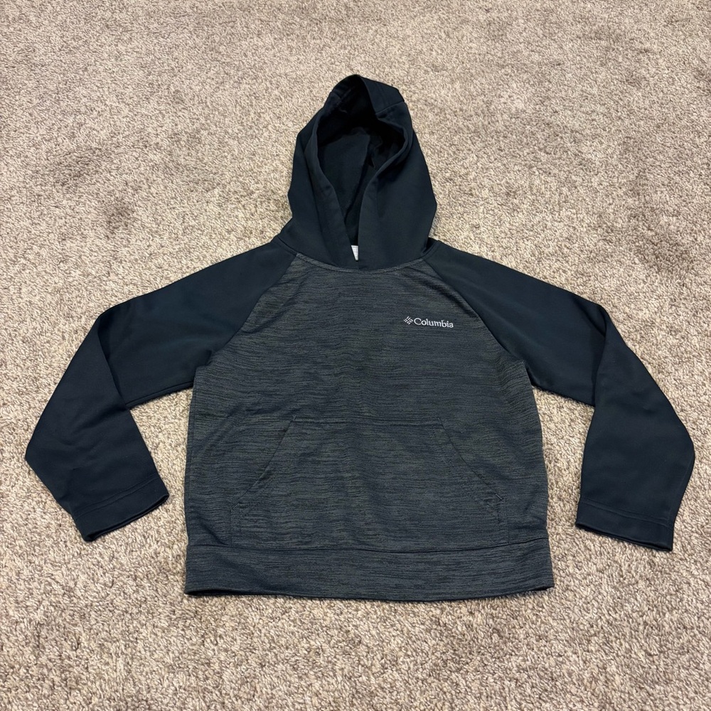 Columbia Boys Heathered Dark Gray/Black Logo Pullover Hooded Sweatshirt Size XXS